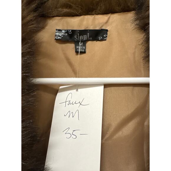 Sinni Retro Style Faux Fur Long Vest with Oversized Collar Fully Lined Size MED - Picture 3 of 4